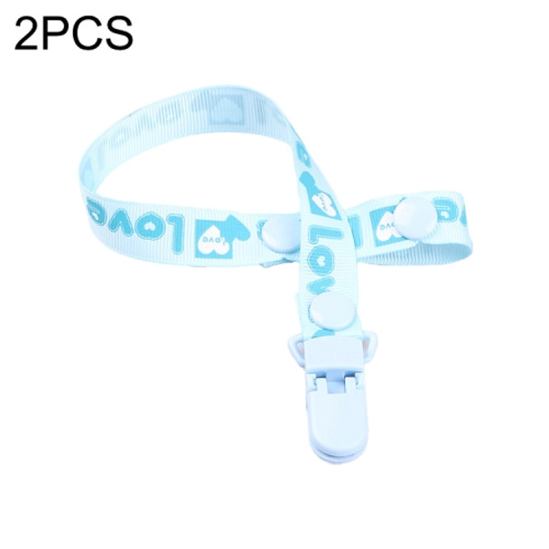 2 PCS Baby Pacifier Clip Pacifier Chain Dummy Clip Nipple Holder For Nipples Children Pacifier Clips Teether Anti-drop Rope(35 Light blue love)