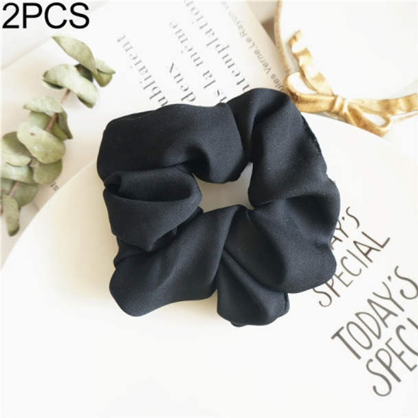 2 PCS Large Intestine Ring Hair Band Women Fabric Ponytail Seamless Stretch Hair Jewelry(Black)