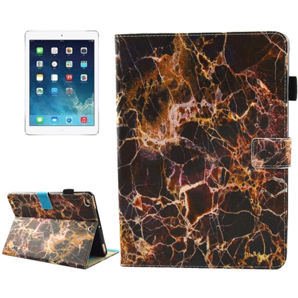 For iPad mini 4 / mini 3 / mini 2 / mini Universal Black and Gold Marble Pattern Horizontal Flip Leather Protective Case with Holder & Card Slots & Sleep