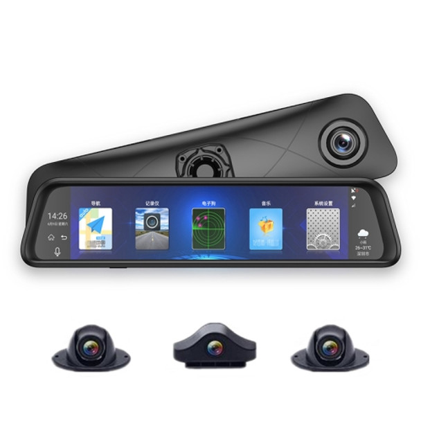 T50 Car 12 inch 360 Panoramic Four-channel Monitoring Rearview Mirror Driving Recorder