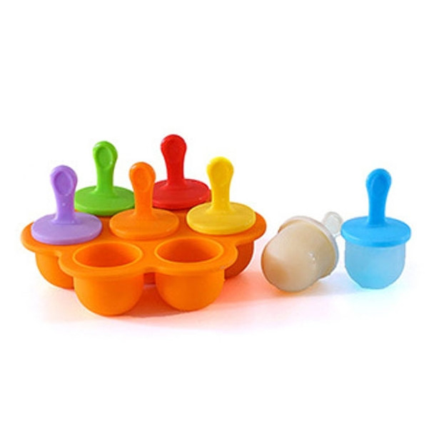Silicone Mini Ice Pops Mold Ice Cream Ball Lolly Maker Popsicle Molds Baby DIY Food Supplement Tool(Orange)