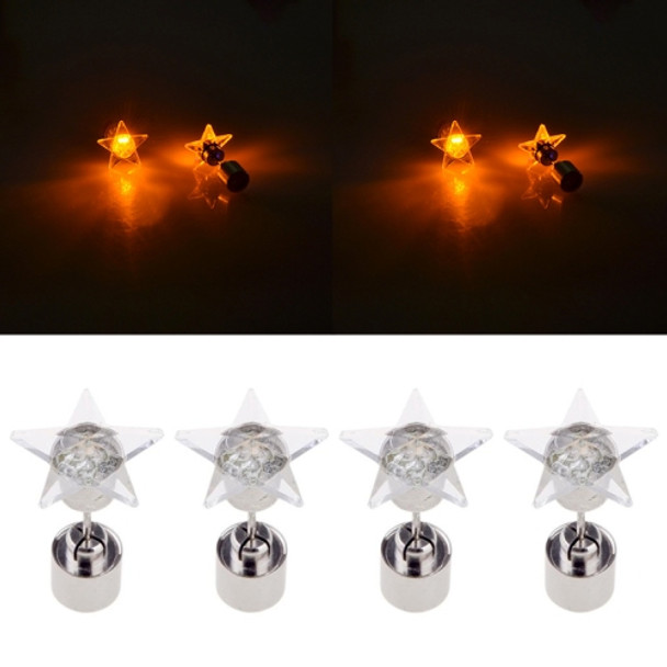 4 PCS Fashion Five-pointed Star Shape LED Earrings Glowing Light Up  Earring Stud(Orange)