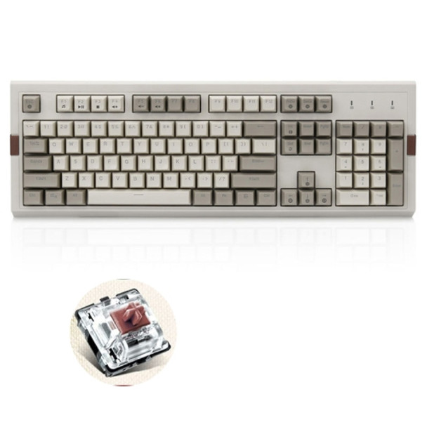 Ajazz AK510 104 Keys Retro Mechanical Keyboard SA Ball Cap PBT Internet Cafe Gaming RGB Lighting Keyboard, Cable Length 1.6m, Style:RGB Backlight(Tea Shaft )
