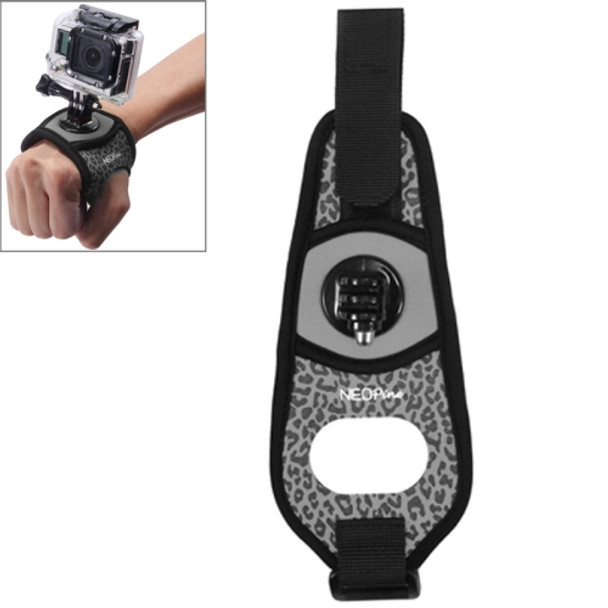 NEOPine Sexy Leopard 360 Degree Rotation Arm Belt / Wrist Strap + Connecter Mount for for GoPro HERO9 Black / HERO8 Black / HERO7 /6 /5 /5 Session /4 Session /4 /3+ /3 /2 /1 & Xiaomi Yi Sport Camera(Grey)