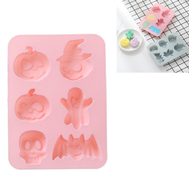 4 PCS Silicone Halloween Cake Mold 6 Hole Baking Mold DIY Ice Mould(Pink)