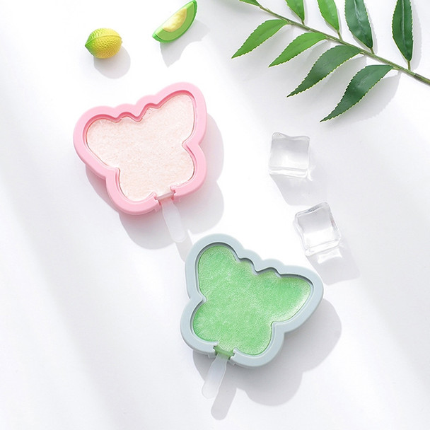 4 PCS DIY Cute Cartoon Animal Silicone Ice Cream Mold with Lid Homemade Handmade Popsicle Mold Making Ice Tray, Style:Butterfly(Pink)