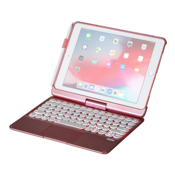 Q5 For iPad 2017 & 2018 / Pro 9.7 / Air 2 / Air Rotating Colorful Glowing Plastic Dot Bluetooth Keyboard (Rose Gold)