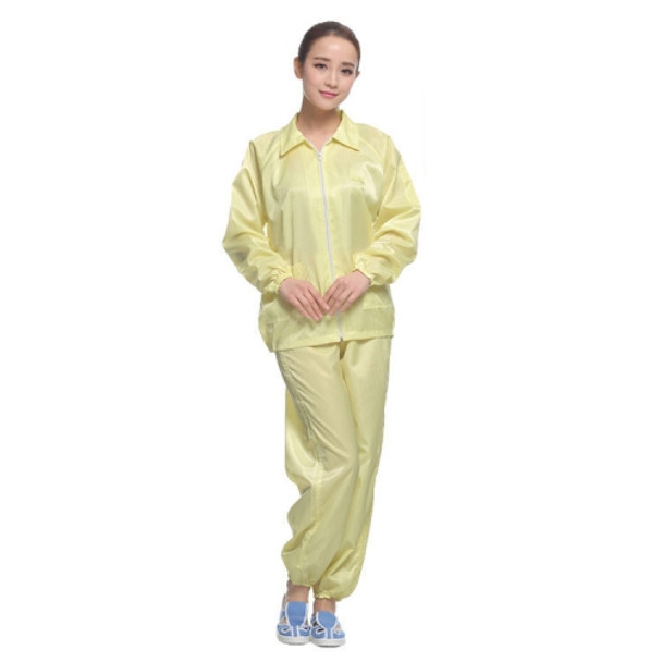 Anti Static Split Lapel Dustless Clothing Food Protection Stripe Clean Clothes, Size:XXXXL(Yellow)