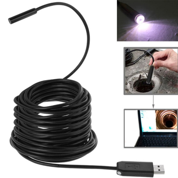 Waterproof USB Endoscope Inspection Camera with 6 LED, Length: 25m, Lens Diameter: 9mm(Black)