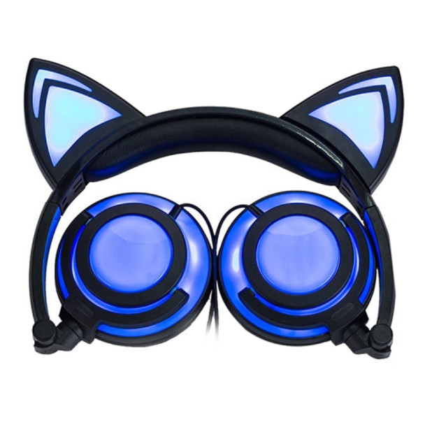 USB Charging Foldable Glowing Cat Ear Headphone Gaming Headset with LED Light & AUX Cable, For iPhone, Galaxy, Huawei, Xiaomi, LG, HTC and Other Smart Phones(Black)