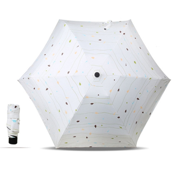 Five Folding Ultralight Umbrella, Women Waterproof Anti-UV (White Stripe Pattern)