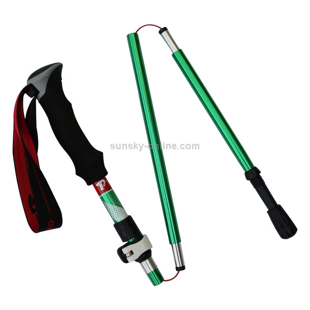 5 Node Portable Foldable Aluminium Alloy Alpenstocks Trekking Poles, Folding Length : 28.5CM (Green)