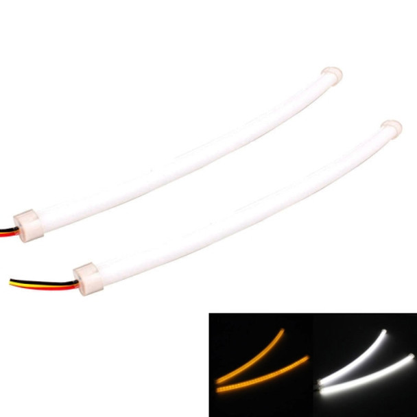 2 PCS  3W 180LM 6500K 597-577nm White + Yellow Wired LED Tube Daytime Running Light DRL Steering Lamp, DC12V, Lamp Length:30cm