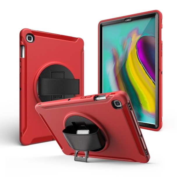 For iPad mini 4/5 360 Degree Rotation PC + Silicone Protective Case with Holder & Hand-strap(Red)