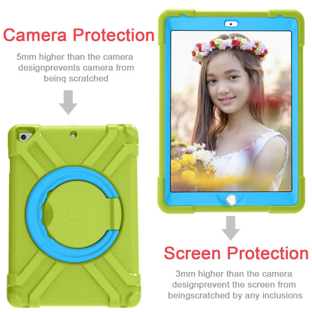 For iPad Air/Air2/Pro9.7 EVA + PC Flat Protective Shell with 360 ° Rotating Bracket(Grass Green+Blue)
