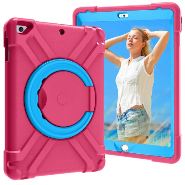 For iPad Air/Air2/Pro9.7 EVA + PC Flat Protective Shell with 360 ° Rotating Bracket(Rose Red+Blue)