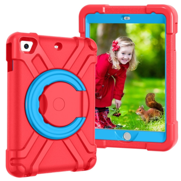 For iPad MINI1/2/3 EVA + PC Flat Protective Shell with 360 ° Rotating Bracket(Red+Blue)