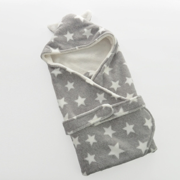 Warm Coral Fleece Baby Sleeping Bag Newborn Comfortable Thicken Swaddle(Gray)