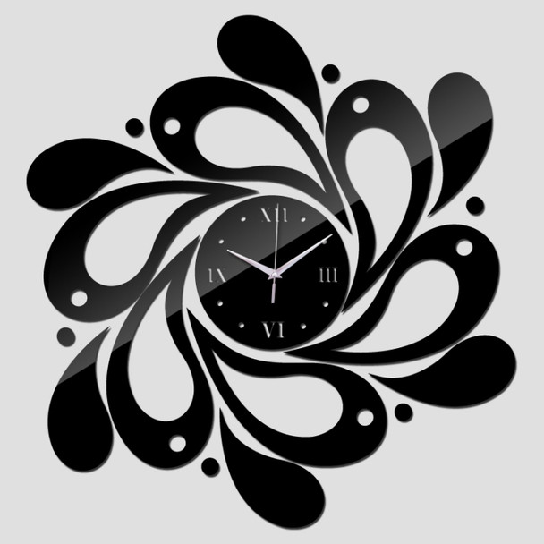 2 PCS Home Crystal Acrylic Quartz Mirror Clock Jewelry Clock Petal Pattern Clock(Black)