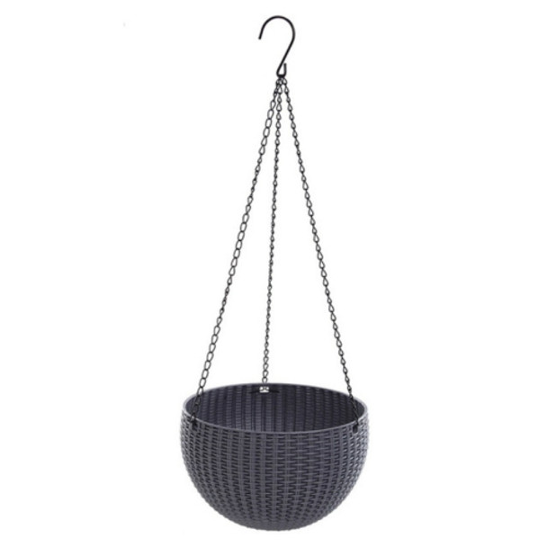 Rattan-like Hanging Basket Plastic Garden Flower Pot Creative Green Dill Absorbent Hanging Basin, Size:XL(Gray Ordinary Version)