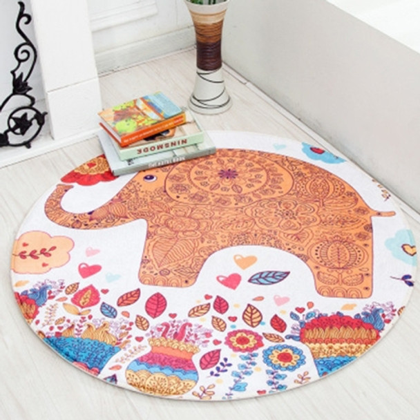 Cute Hand-painted Animal Carpet Round Mat Chair Cushion Baby Crawling Floor Mat Pad, Size: Diameter 90cm(Warm Elephant)