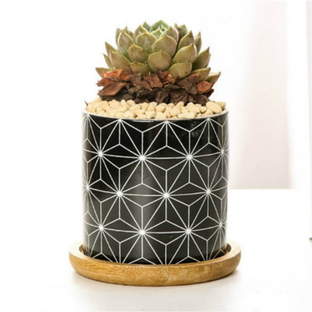 4 PCS Geometric Simple Straight Succulent Deramic Flower Pot(Black and Triangle)