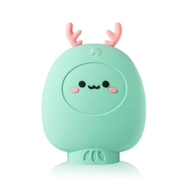 Cute Deer Warm Handbag Injecting Water Heating Bag Silicone Hot Water Bottle Warmer(Green)