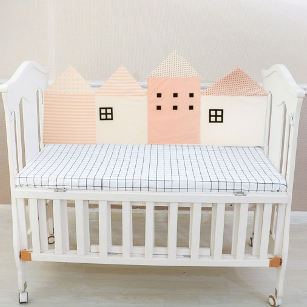 4 Pack Cute House Crib Fence Protection Cushion Bedding, Size:50×35cm(Pink)