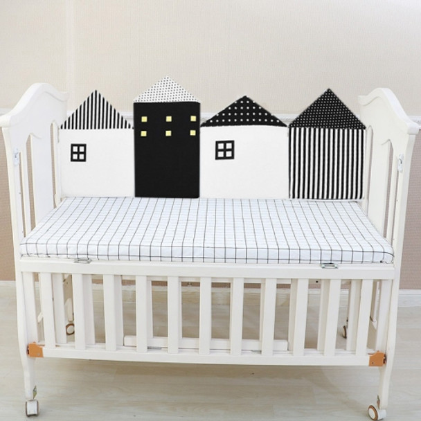 4 Pack Cute House Crib Fence Protection Cushion Bedding, Size:50×35cm(Black)