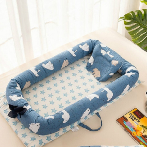 Baby Crib Cotton Pillow Baby Travel Bed Foldable Toddler Bed Cradle(Polar bear)