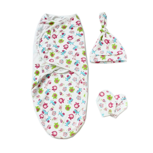 Spring  Summer Cotton Baby Infant Bags Towels Sleeping Bags Knitted Cloth Cap Set, Size:L (60x75 CM)(Red Elephant)
