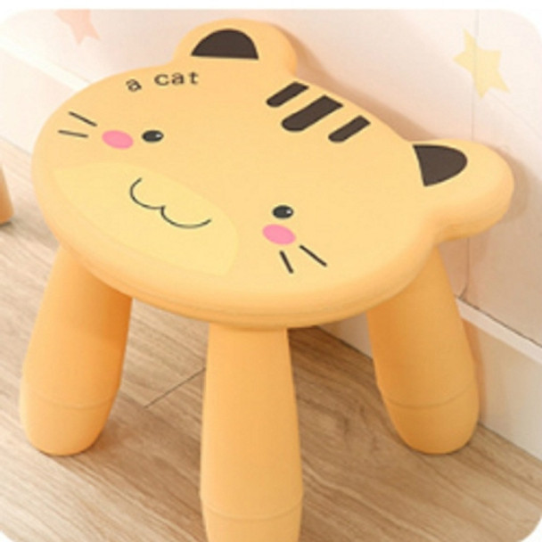 Thickened Children Chair Baby Plastic Stool Cute Cartoon Kindergarten Stool(Yellow Kitten)