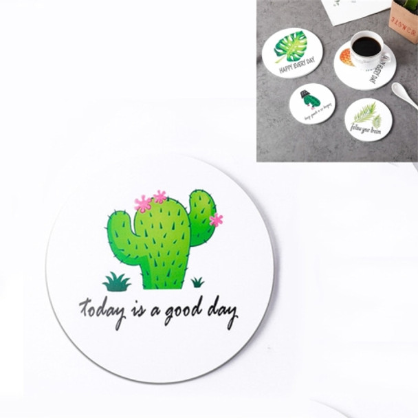 25 PCS Round Cartoon Non-slip Anti-scalding Coaster Creative Insulation Mat Cute Placemat, Size:L(Cactus)