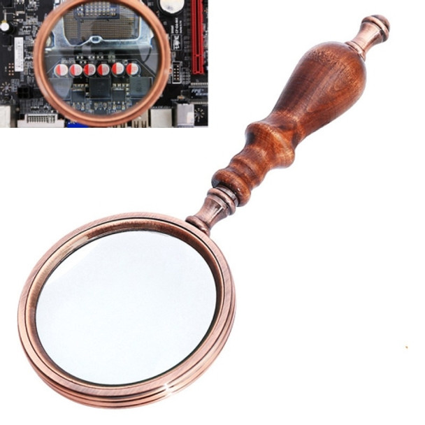 10X Metal Wooden Handle Retro Reading Magnifier Handheld Ebony Gift Magnifier