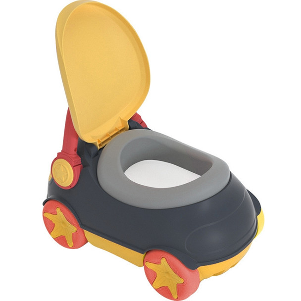 Cute Cartoon Baby Independent Toilet Separate Splash-proof Car Toilet(Gray Yellow)