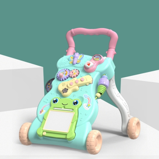 Children Hand Push Educational Toy Baby Anti-rollover and Anti-O-type Walker, Style:Increased Version(Green )