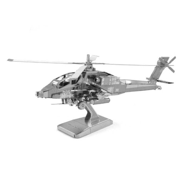 3 PCS 3D Metal Assembly Model DIY Puzzle, Style: AH-64 Helicopter