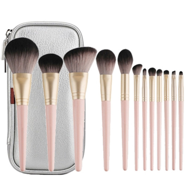12 in 1 Makeup Brush Set Beauty Tool Brush for Beginners, Exterior color: 12 Makeup Brushes + Zipper Bag