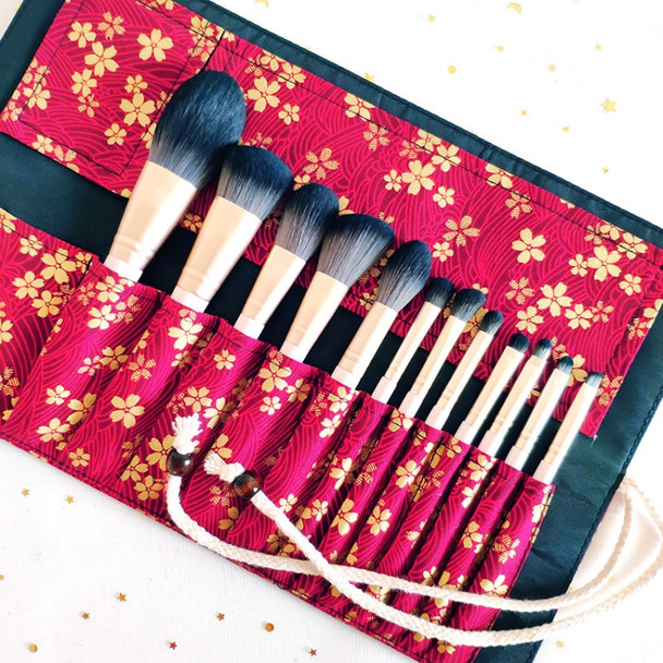 12 in 1 Makeup Brush Set Beauty Tool Brush for Beginners, Exterior color: 12 Makeup Brushes + Red Bag