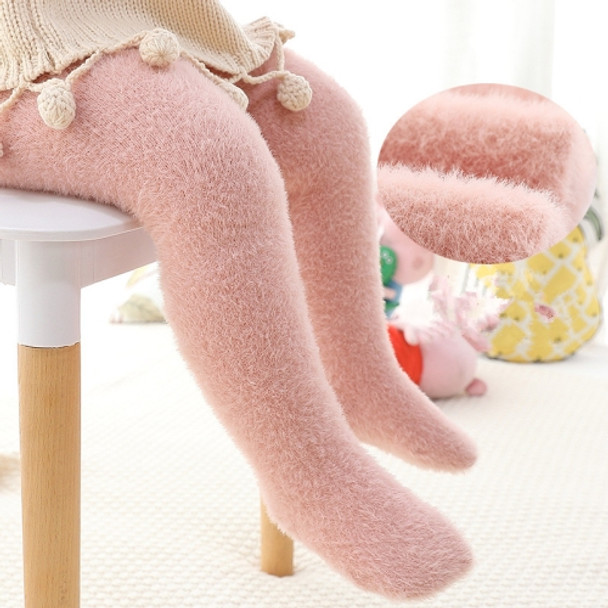 Children Pantyhose Baby Leggings Imitation Mink Fleece Plus Fleece Jumpsuit, Size:S(Pink)