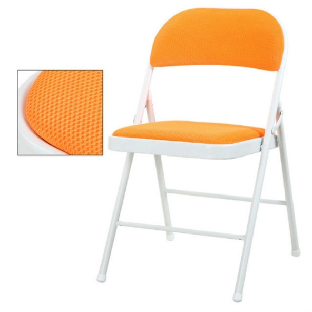 Portable Folding Metal Conference Chair Office Computer Chair Leisure Home Outdoor Chair(Orange)