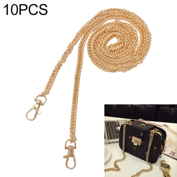 10 PCS Metal Chain Shoulder Bags Handbag Buckle Handle DIY Double Woven Iron Chain Belt 140cm(Light Gold)