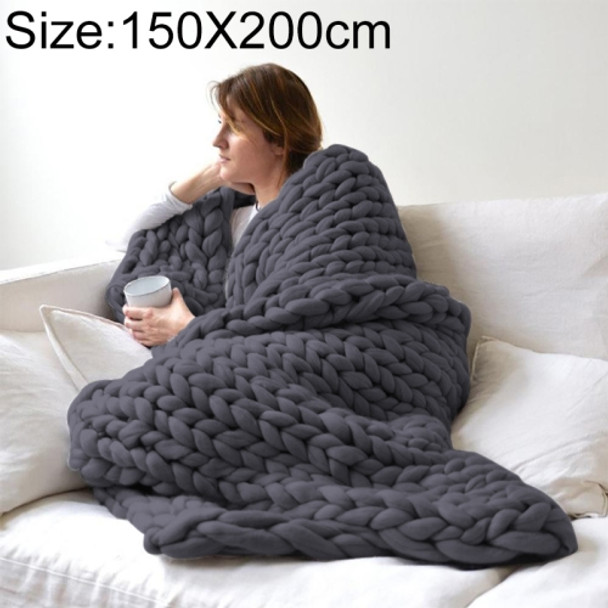 Fashion Handmade Knitted Wool Blanket, Size:150X200cm(Dark Grey)