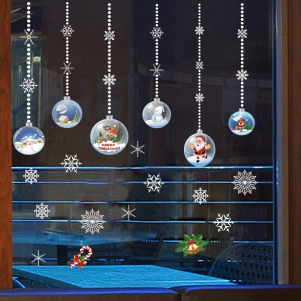 6 PCS Christmas Wall Stickers Shopping Mall Christmas Decoration Window Glass Stickers(Drop Ball)