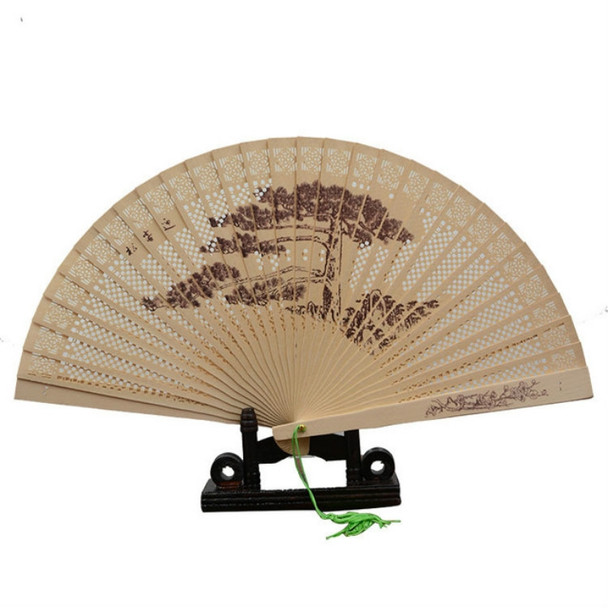 3 PCS 9.0 inch Lithocarpus Glaber Folding Fan Craft Fragrant Wood Fan, Random Style Delivery