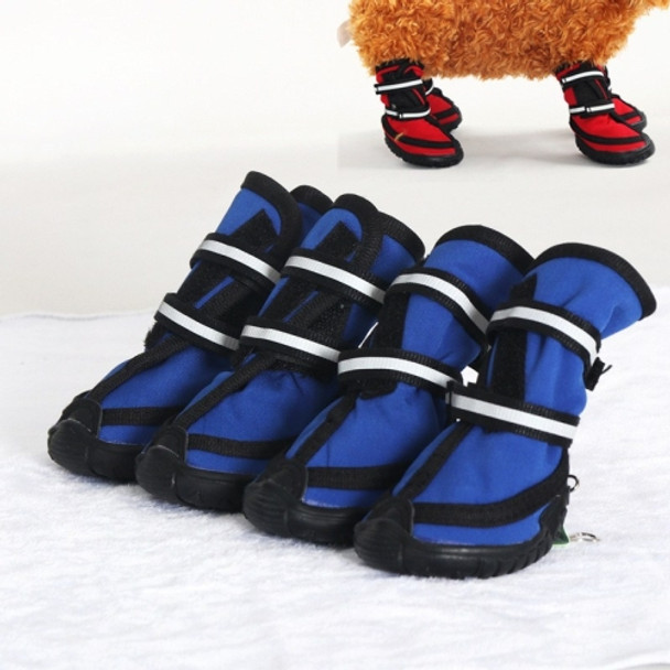 Large Dog Shoes Double Strap Non-slip Waterproof Dog Rain Boots, Size:L(Blue)