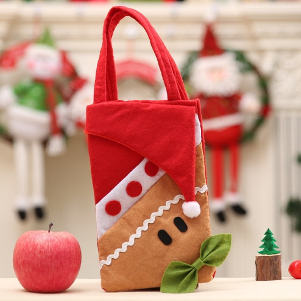 5 PCS Christmas Tote Bag Decoration Supplies Child Gift Bag(Gingerbread Man)