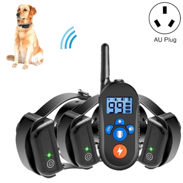 800m Remote Control Electric Shock Bark Stopper Vibration Warning Pet Supplies Electronic Waterproof Collar Dog Training Device, Style:556-3(AU Plug)