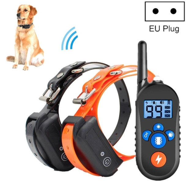 800m Remote Control Electric Shock Bark Stopper Vibration Warning Pet Supplies Electronic Waterproof Collar Dog Training Device, Style:556-2(EU Plug)