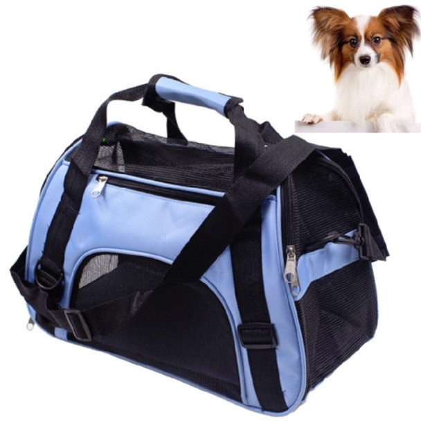 Portable Pet Backpack Dog Go Out Messenger Folding Bag Pet Supplies, Specification: Large(Blue)